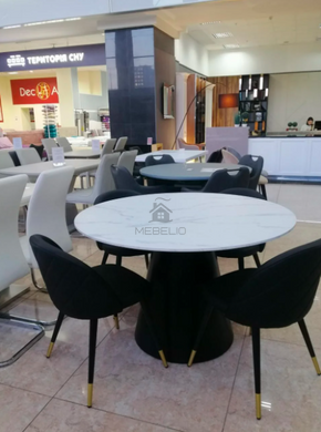 Стол раскладной TML-655 VETRO 120x120 Белый Мрамор фотография