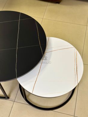 Журнальный столик FLORIDA B Intarsio 80x80 Черный Мат Белый Мат / Черный фотография