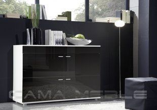 Комод LOGO II Cama 120/42 Белый Мат / Черный Глянец фотография
