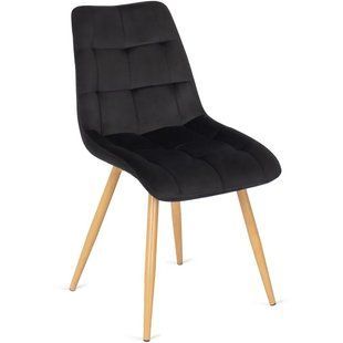 Стілець оксамитовий MEBEL ELITE RODRI Velvet Чорний / Натуральний фотографія