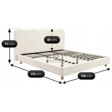 Ліжко двоспальне MEBEL ELITE IZMIR 180x200 см Кремовий Букле фотографія
