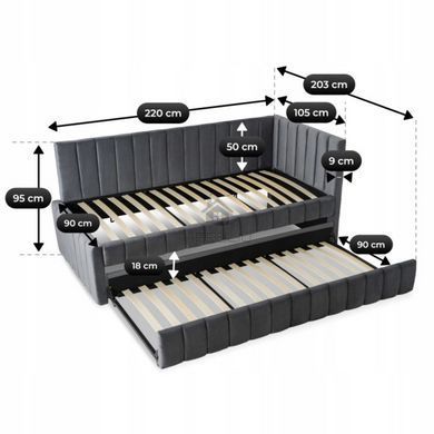 Кровать 90x200 MEBEL ELITE VILLEMO Velvet Серый фотография