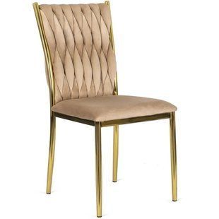 Стілець оксамитовий MEBEL ELITE DAN Velvet Бежевий / Золотий фотографія
