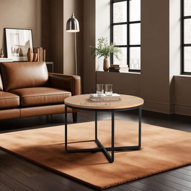 Журнальний столик HANTEL MEBEL ELITE 70x70 Дуб золотий/ Чорний фотографія