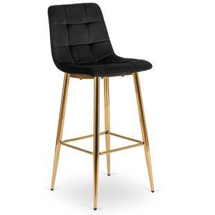 Барний стілець оксамитовий MEBEL ELITE ARIEL Velvet Чорний / Золотий фотографія