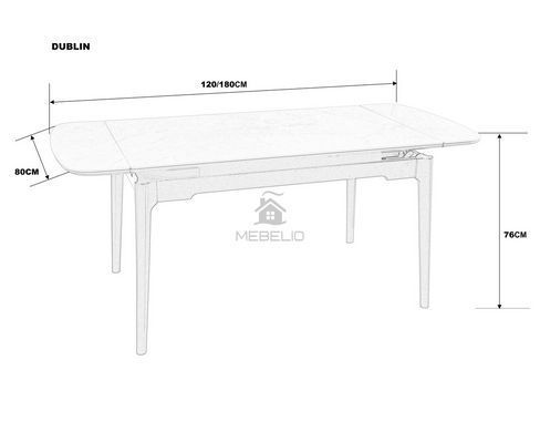 Стіл DUBLIN CERAMIC Intarsio 120(180)*80 світло-сірий/чорний каркас фотографія