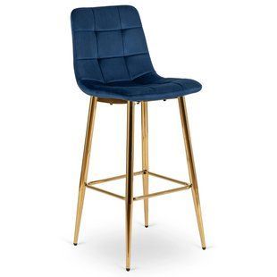 Барний стілець оксамитовий MEBEL ELITE ARIEL Velvet Синій / Золотий фотографія