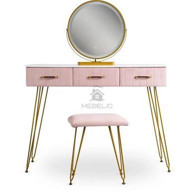 Туалетный столик с креслом MEBEL ELITE SANDY Розовый / золотой фотография