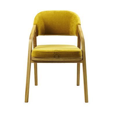 Кресло Otis Lovko натуральный дуб / Vintage Velvet 08 Mustard фотография