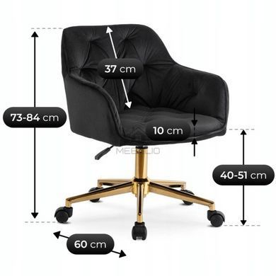 Стілець офісний поворотний оксамитовий MEBEL ELITE KONOR Velvet Чорний/золото фотографія