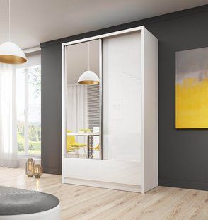 Шафа-купе Perfect Home Арія I / Aria I 150 2-дверна з дзеркалом Білий/білий глянець фотографія