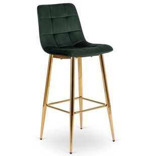 Барний стілець оксамитовий MEBEL ELITE ARIEL Velvet Зелений / Золотий фотографія