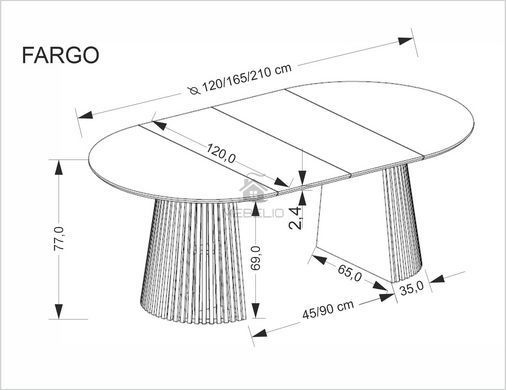 Стол FARGO Halmar 120(210)x 120 Натуральный фотография