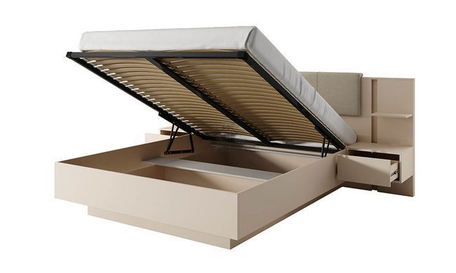Кровать с 2 тумбами ФРЕЯ Prestol 160x200 Бежевый Мат фотография
