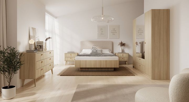 Тумба приліжкова Perfect Home Вікі / Viki 2S з 2 шухлядами Дуб бариста фотографія