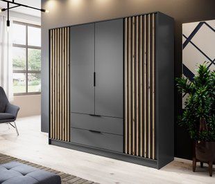 Шкаф для одежды Perfect Home Нелли / Nelly 4D 4-дверный Графит/дуб артизан фотография