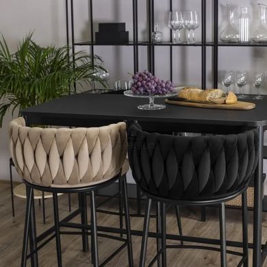 Барний стілець оксамитовий MEBEL ELITE FLORES Velvet бежевий / чорний фотографія