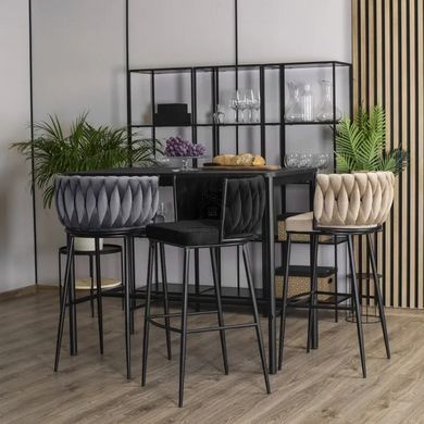 Барний стілець оксамитовий MEBEL ELITE FLORES Velvet бежевий / чорний фотографія