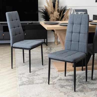 Комплект стіл розкладний MEBEL ELITE CLARK 120(160)х80 см Дуб артизан/чорний +4 стільці TEX Темно сірий фотографія