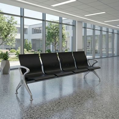Cекції-стільці PLAZA S4 для зон очікування Intarsio чорний/сірий фотографія