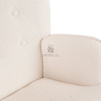 Крісло м'яке оксамитове з підставкою для ніг MEBEL ELITE LOZANO букле Кремовий