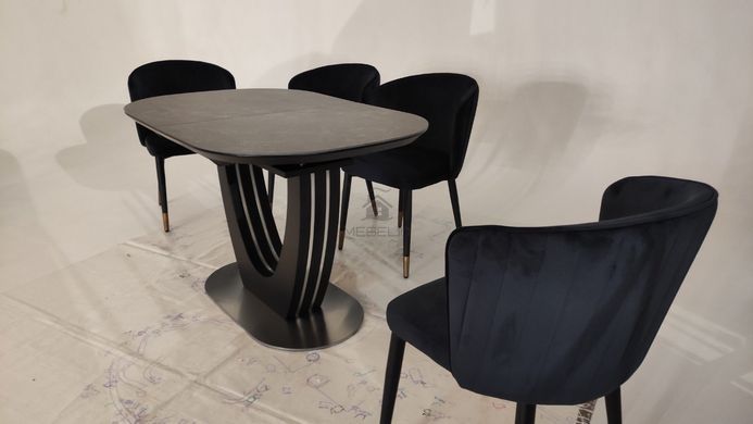 Стіл розкладний TML-865-1 VETRO 120x80 Чорний Онікс фотографія