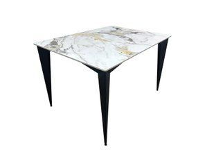 Стол NORMAN CERAMIC Gold Phoenix Intarsio 120x90 Белый Глянец Керамика Черный фотография