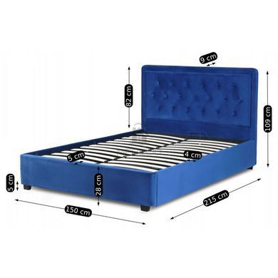 Кровать двуспальная бархатная MEBEL ELITE CROS Velvet 140x200 см Синий фотография