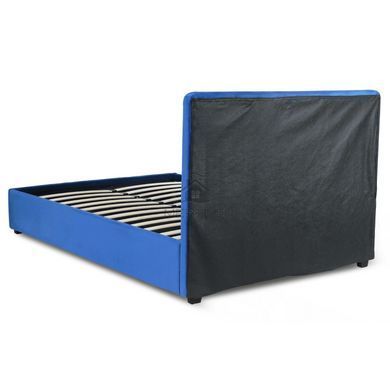 Кровать двуспальная бархатная MEBEL ELITE CROS Velvet 140x200 см Синий фотография