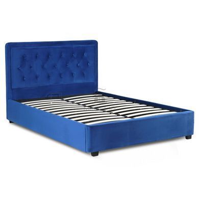 Кровать двуспальная бархатная MEBEL ELITE CROS Velvet 140x200 см Синий фотография