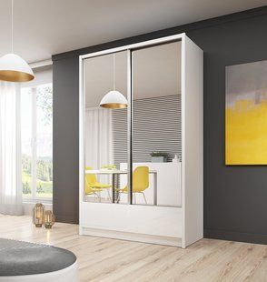 Шафа-купе Perfect Home Арія II / Aria II 150 2-дверна з дзеркалом Білий/білий глянець фотографія