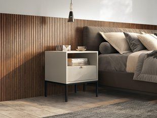 Тумба приліжкова Perfect Home Нова / Nova з 1 шухлядою і чорними ніжками S54 Кашемір фотографія