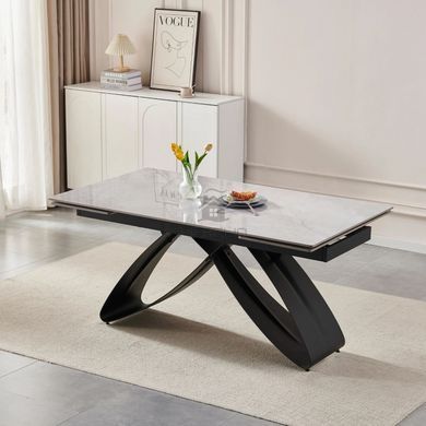 Стол раскладной MEBEL ELITE LUIGI 160(240)х90 см Серый мрамор/черный фотография