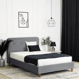 Ліжко оксамитове MEBEL ELITE DENNIS Velvet 120x200 Темно Сірий фотографія