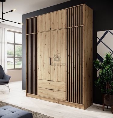 Тумба-надставка Perfect Home Неллі / Nelly 4D 4-дверна Дуб артизан/чорний фотографія