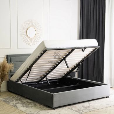 Кровать бархатная MEBEL ELITE BLOOM  Velvet 160x200см Серый фотография