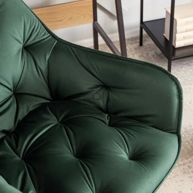 Стул офисный поворотный бархатный MEBEL ELITE MILAN Velvet, Зелёный / Золотой фотография
