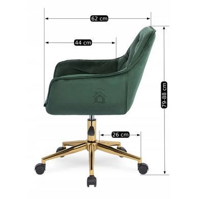 Стул офисный поворотный бархатный MEBEL ELITE MILAN Velvet, Зелёный / Золотой фотография