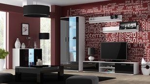 Стенка SOHO 9 Cama Белый Мат / Черный Глянец фотография