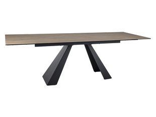 Стіл Обідній SALVADORE CERAMIC BRĄZ SABBIA 160(240)X90 Signal Світло Коричневий Мат / Чорний Мат фотографія