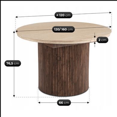Стол MEBEL ELITE 120(160)x120 AURELIO Травертин фотография