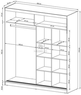 Шкаф-купе Perfect Home Вики II / Wiki II 200 2-дверный с зеркалом Белый фотография