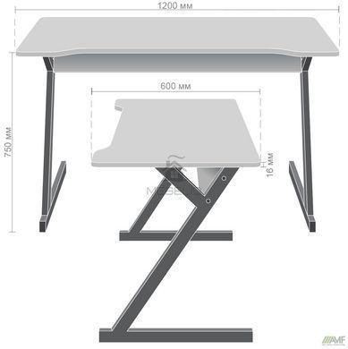 Стіл Dexter DX1200 AMF 120x60 чорний графіт/Сірий Шифер фотографія