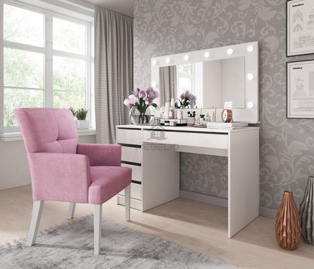 Стол туалетный письменный Perfect Home Ада/Ada 5S/120 с 5 ящиками Белый глянец фотография