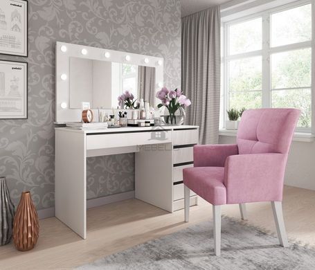 Стол туалетный письменный Perfect Home Ада/Ada 5S/120 с 5 ящиками Белый глянец фотография