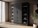 Гардеробна / шафа для одягу Perfect Home Келлі / Kelly 4DRD 4-дверна з боковими прозорими дверцятами Графіт
