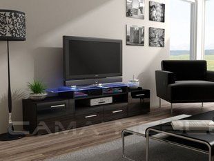 ТВ Тумба EVORA WENGE RTV Cama 194 Венге Мат / Чорний Глянець фотографія