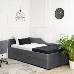 Ліжко оксамитове MEBEL ELITE JONAS Velvet 90x200 Сірий  фотографія