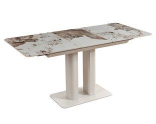 Стол ROTTERDAM CERAMIC Intarsio 120(160)*75 белый глянец/кашемир фотография