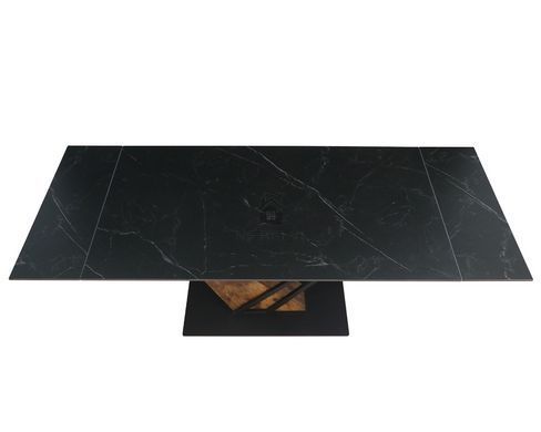 Стол раскладной FERNANDO CERAMIC Intarsio 180(240)*90 черный мат/старый дуб фотография